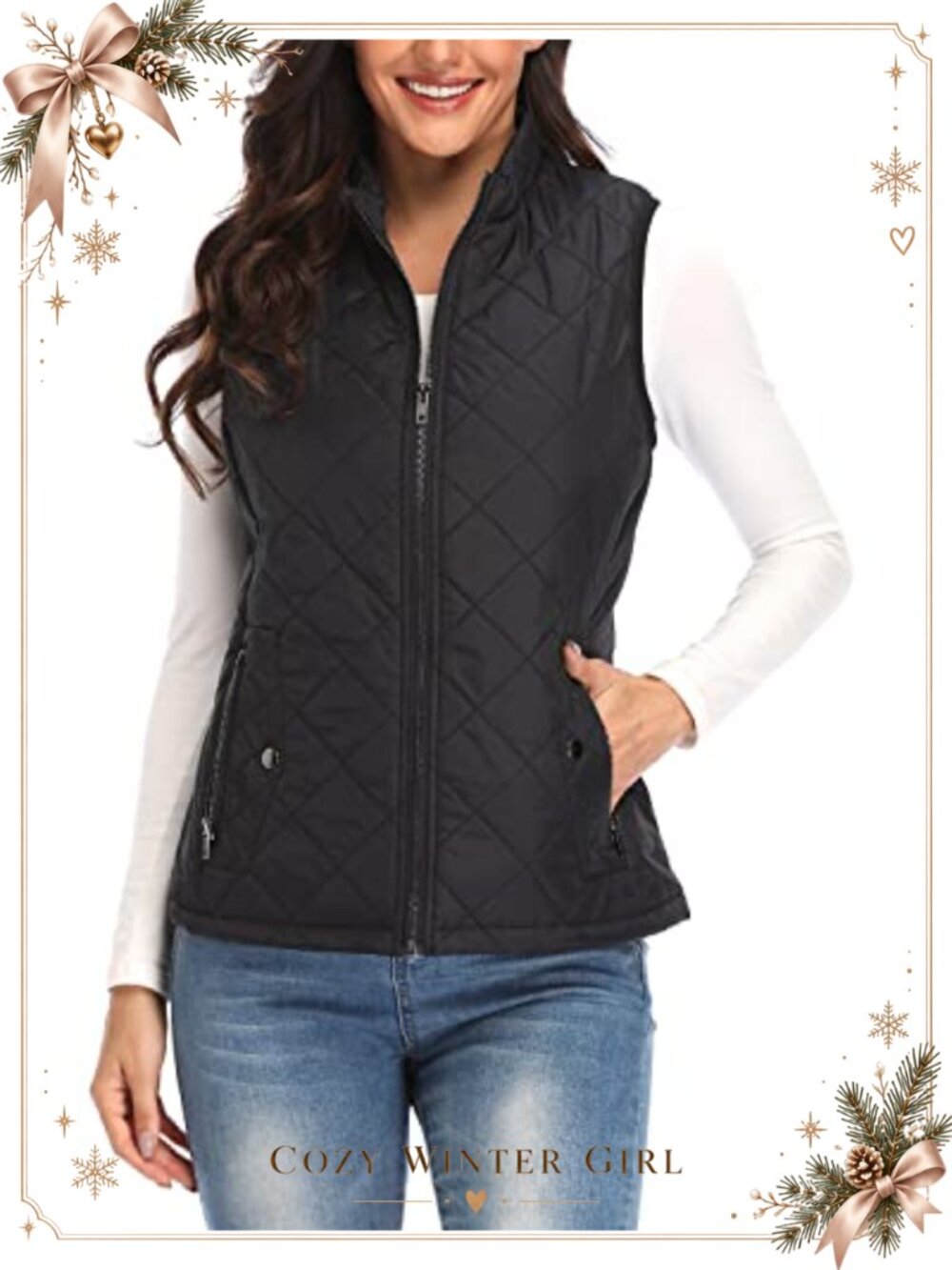 Women's Quilted Zip Up Padded Vest Lightweight Sleeveless Gilet